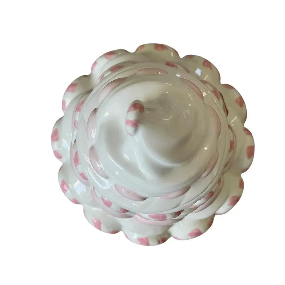 Pink Peppermint Candy Cookie Jar Holiday Canister by Peppermint & Pine NEW